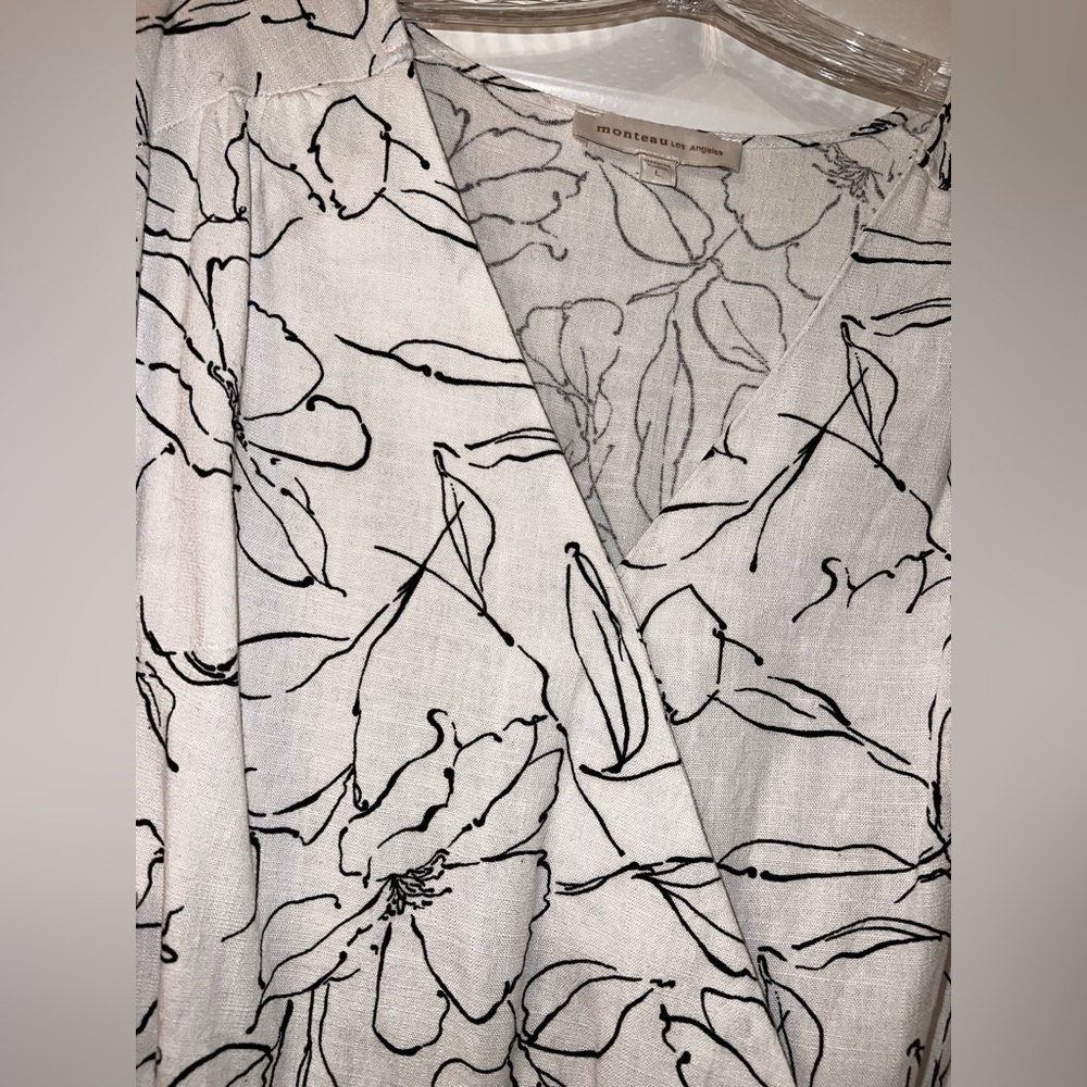 Monteau Floral Wrap Dress with Ruffle Sleeves - Picture 3 of 3